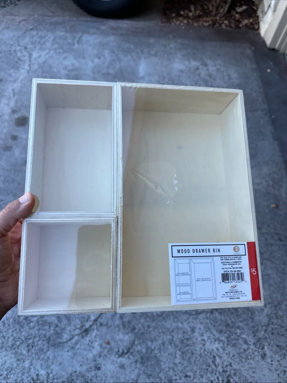 Wood Drawer Bin Organizer - Cream Wood Finish